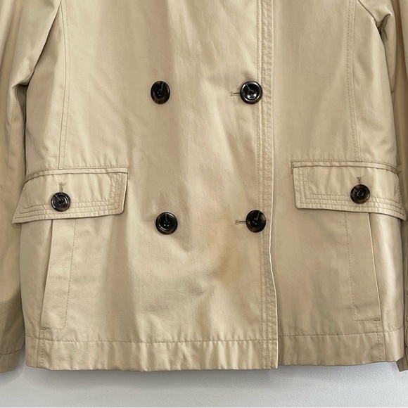 Lands End Double Breasted Short Trench Coat Jacket Neutral Tan Spring Coastal - Picture 6 of 10